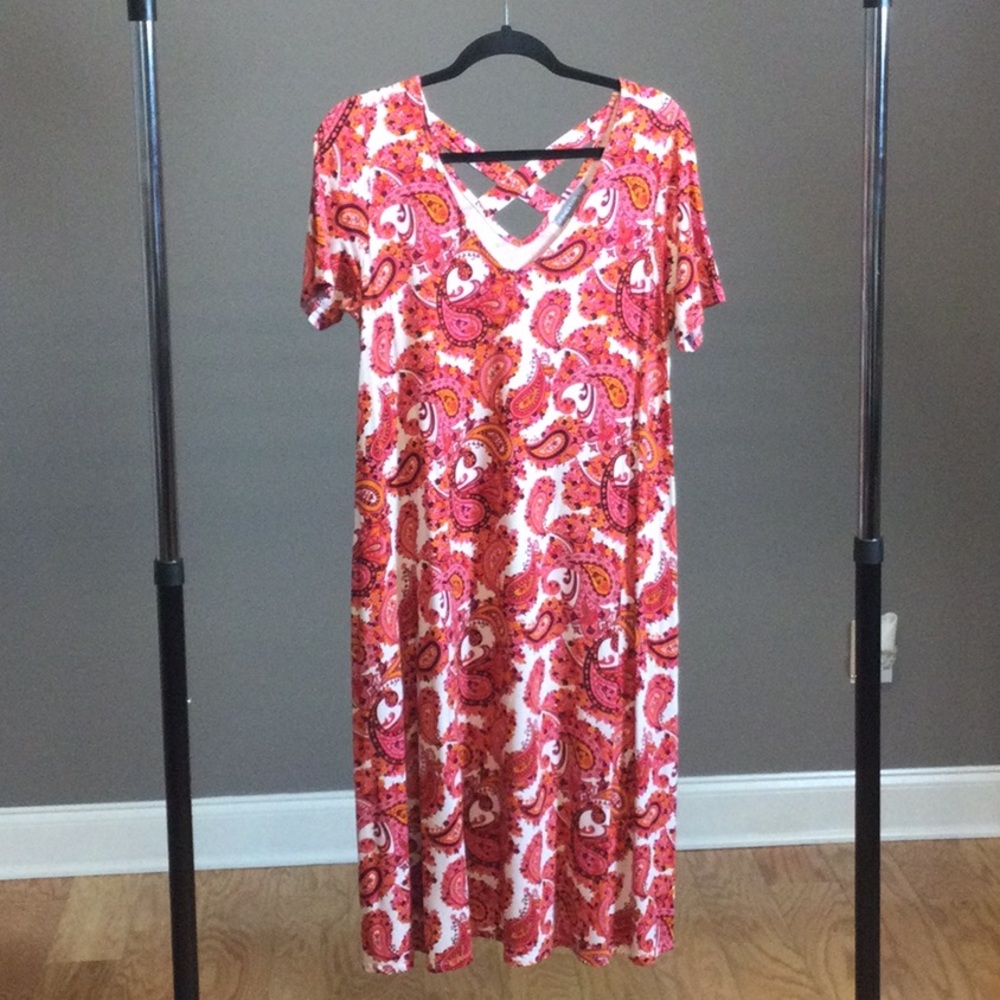 12W Jessica London pink orange paisley boho dress